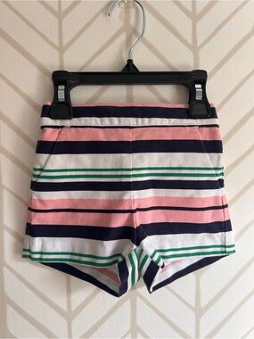 *Janie and Jack* Striped Cotton Knit Shorts - Pink, Navy & Green